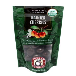 Chukar Cherries - Organic Ultra Dark Chocolate Covered Rainier Cherries - 6.75oz