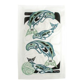 Native American - Tea Towel - Circle of Life by Anthony Joseph ( Salmon )