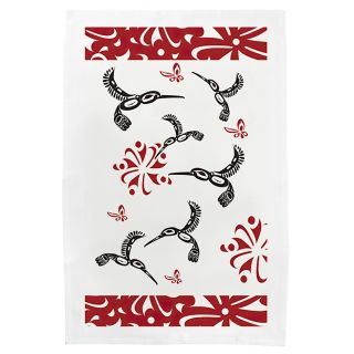 Native American - Tea Towel - Hummingbird (Maroon) by Andrew Williams 