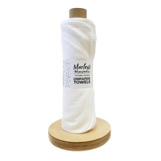 Reusable Unpaper Towels with Dowel Holder - Roll of 12, White