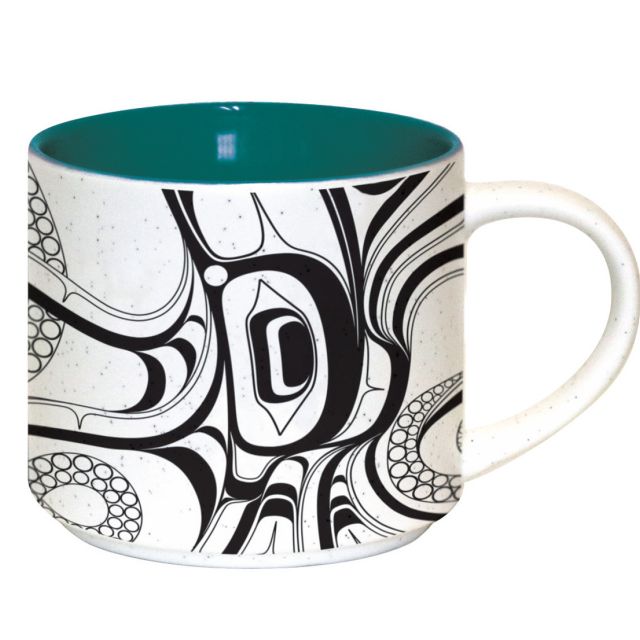 16oz Indigenous Art Ceramic Mug - Octopus (Nuu) by Ernest Swanson