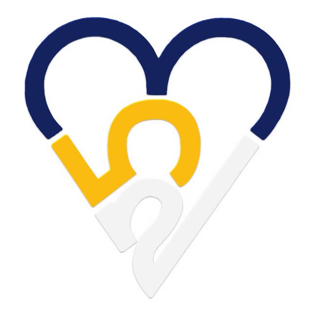 253 Heart Sticker - Stadium Colors - Blue Gold White (Large)