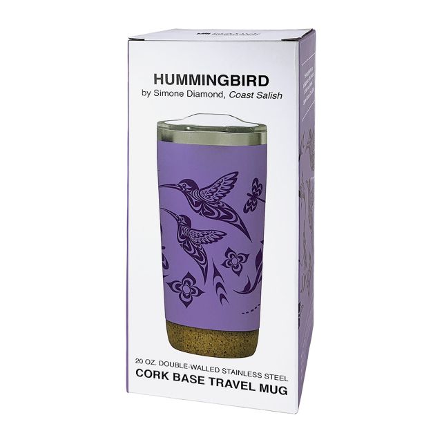 Cork Base Insulated Travel Mug - 20oz - Hummingbird by Simone Diamond