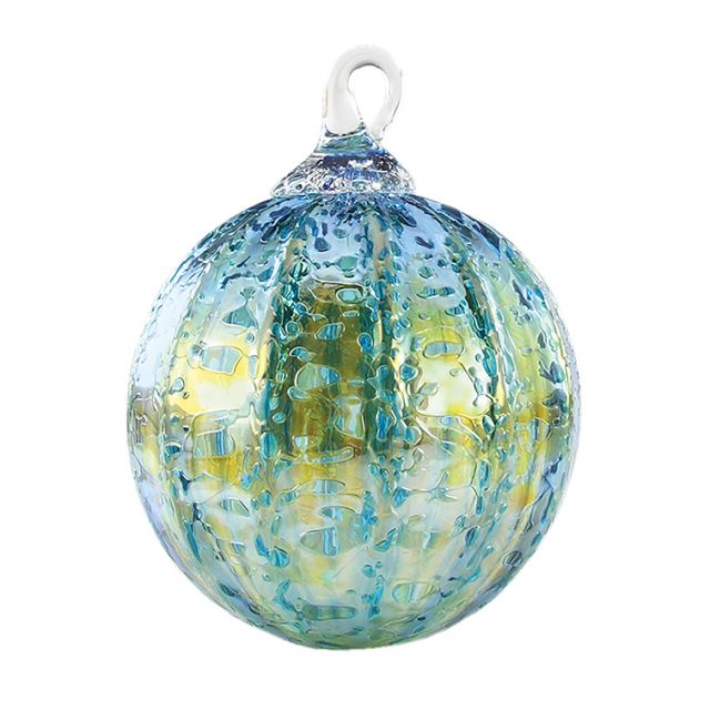 Glass Eye Studio Hand Blown Glass Ornament - Teal Luster - 3