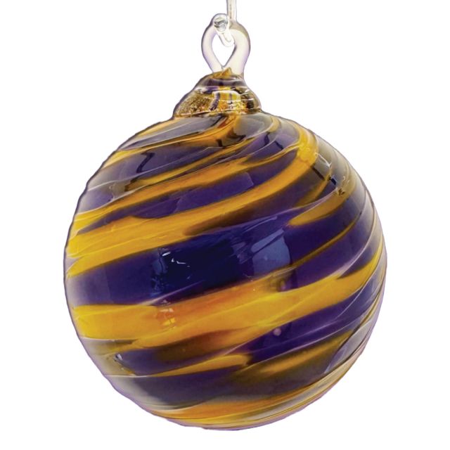 Glass Eye Studio - Purple and Gold Handblown Glass Ornament 