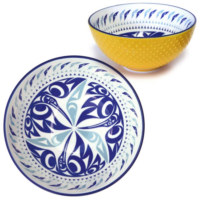Indigenous Art Medium Bowl - Hummingbird by Maynard Johnny Jr.