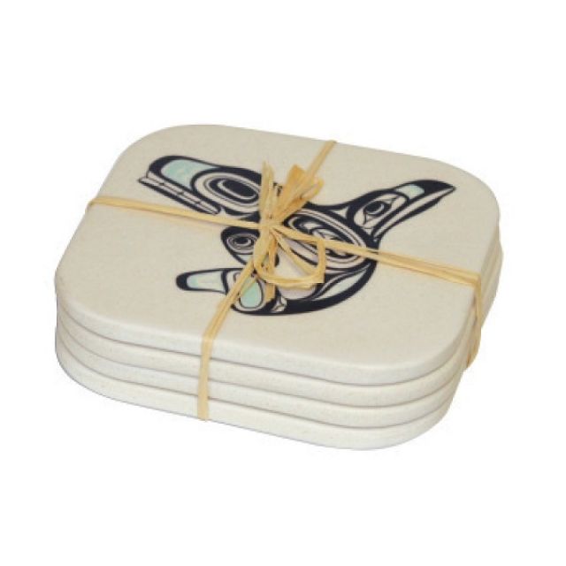Native American - Bamboo Coaster Set - Whale by Ernest Swanson