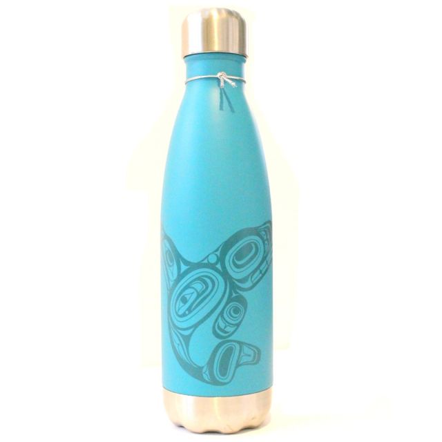 Native American Insulated Water Bottle - Whale (Turquoise) 16 oz