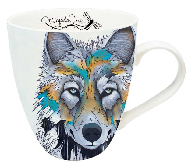 Native American Mug - 18oz - Alpha (Big Wolf) by Micqaela Jones