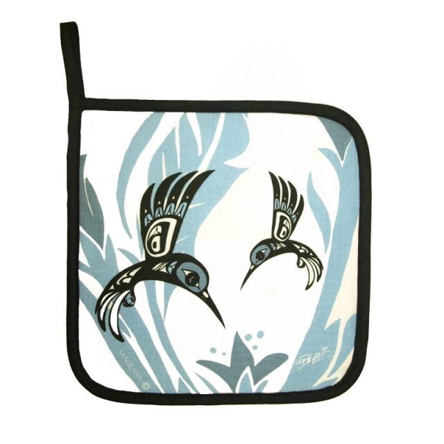 Native American - Pot Holder - Hummingbird (Blue) by Bill Helin