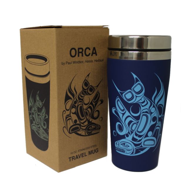 Native American - Stainless Steel Travel Mug 16oz - Orca by Paul Windsor