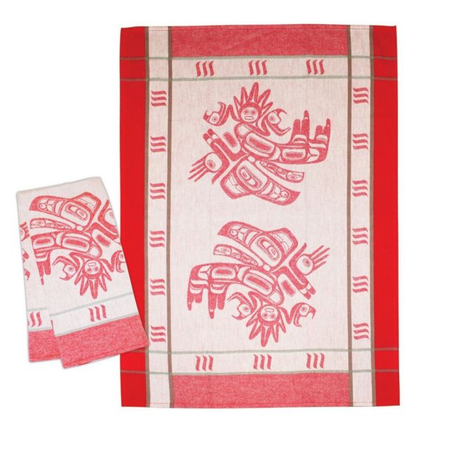 Native American - Tea Towel - Running Raven by Morgan Asoyuf