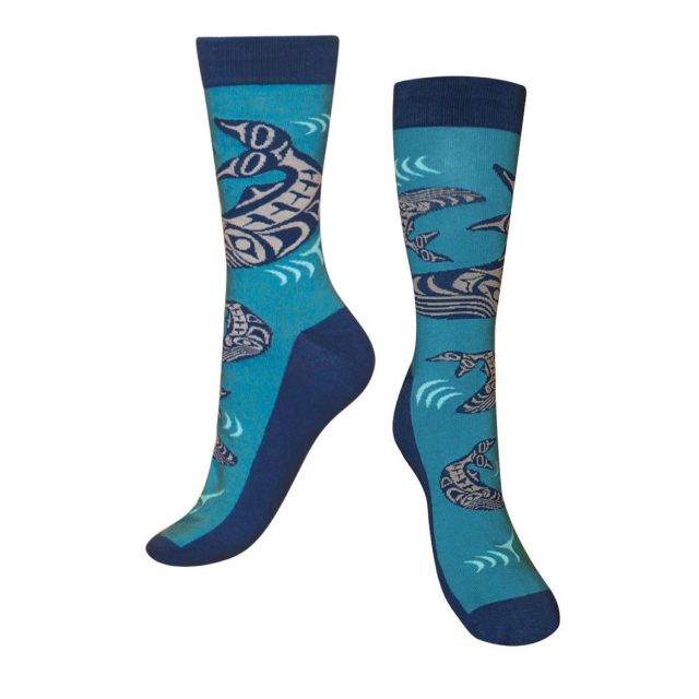 Native Northwest Art Socks - Humpback Whales - Small/Medium