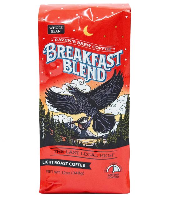 Raven's Brew - Breakfast Blend Light Roast Coffee - 12oz Whole Bean