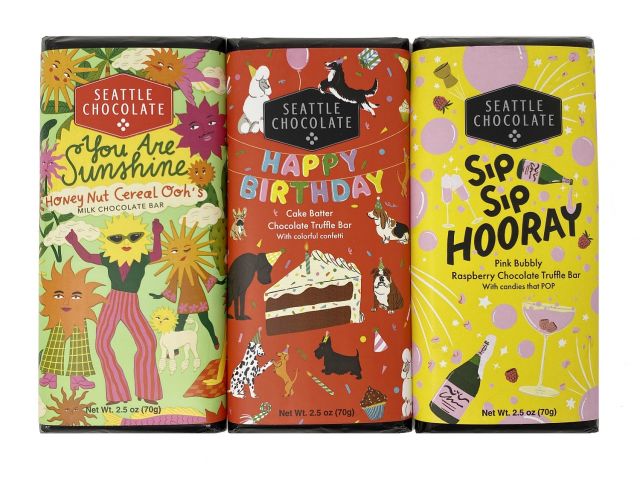 Seattle Chocolate - Birthday Celebration Trio of Chocolate Truffle Bars (3 bars)