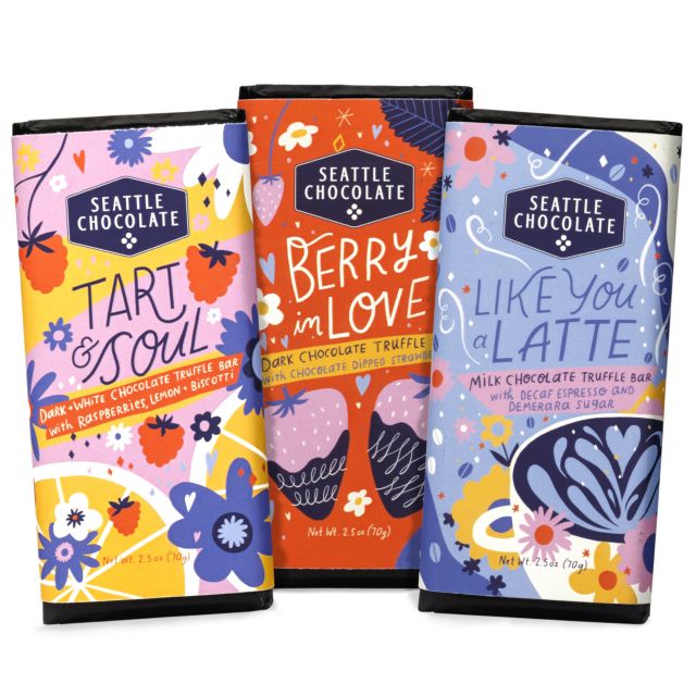 Seattle Chocolate - Date Night Truffle Bar Trio - 7.5 oz