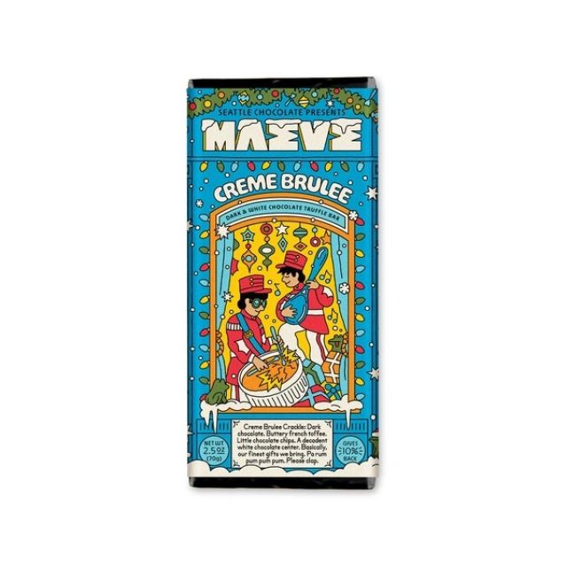 Seattle Chocolate Presents Maeve - Creme Brulee Truffle Bar { Holiday Seasonal } - 2.5 oz