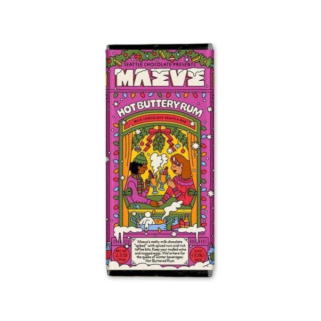 Seattle Chocolate Presents Maeve - Hot Buttered Rum Truffle Bar { Holiday Seasonal } - 2.5 oz
