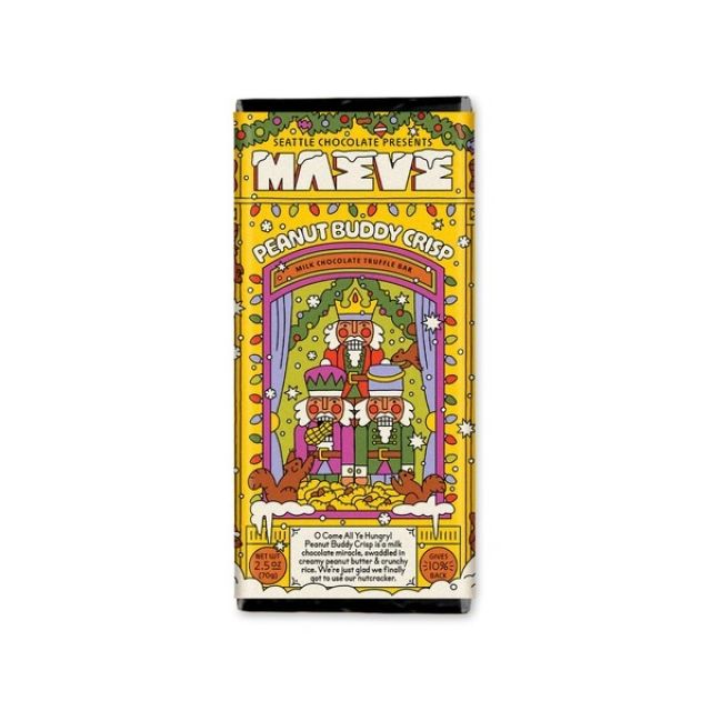 Seattle Chocolate Presents Maeve - Peanut Buddy Crisp Truffle Bar { Holiday Seasonal } - 2.5 oz